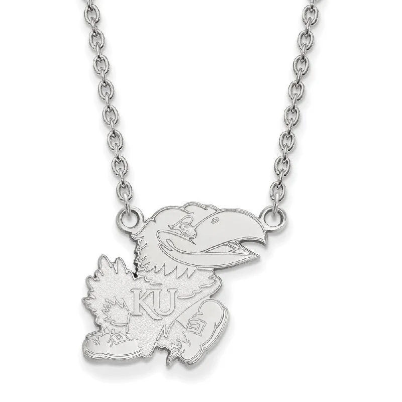 ladies-affordable-rolo-chain-necklaces-10k White Gold U of Kansas Large Pendant Necklace