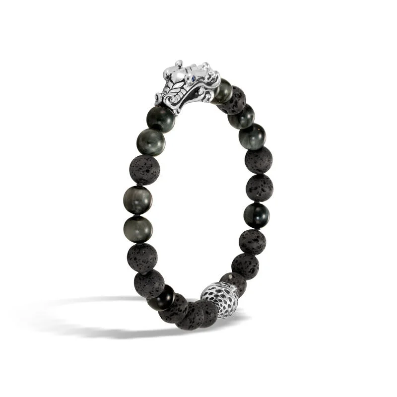 ladies-cuff-link-pearl-bracelets-John Hardy Naga Bead Bracelet with Eagle Eye and Black Volcanic BMS650104EGBSP