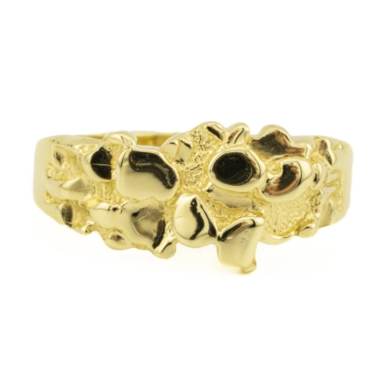 Ladies rings with howl designs -Gold Nugget Ring in 14K Yellow Gold - Size 11.25