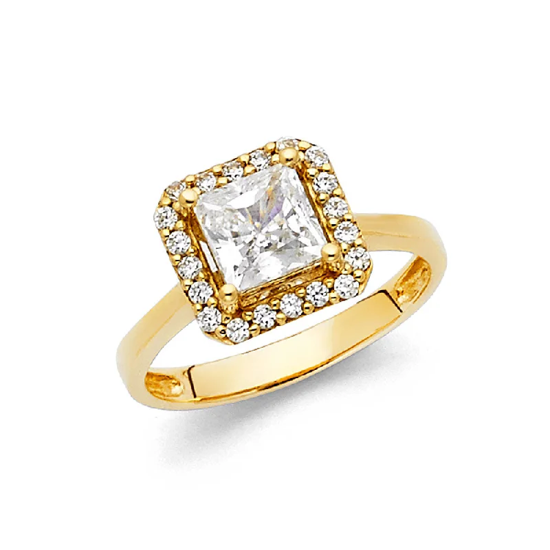 Ladies engagement rings with resin settings -14K CZ ENGAGEMENT RING