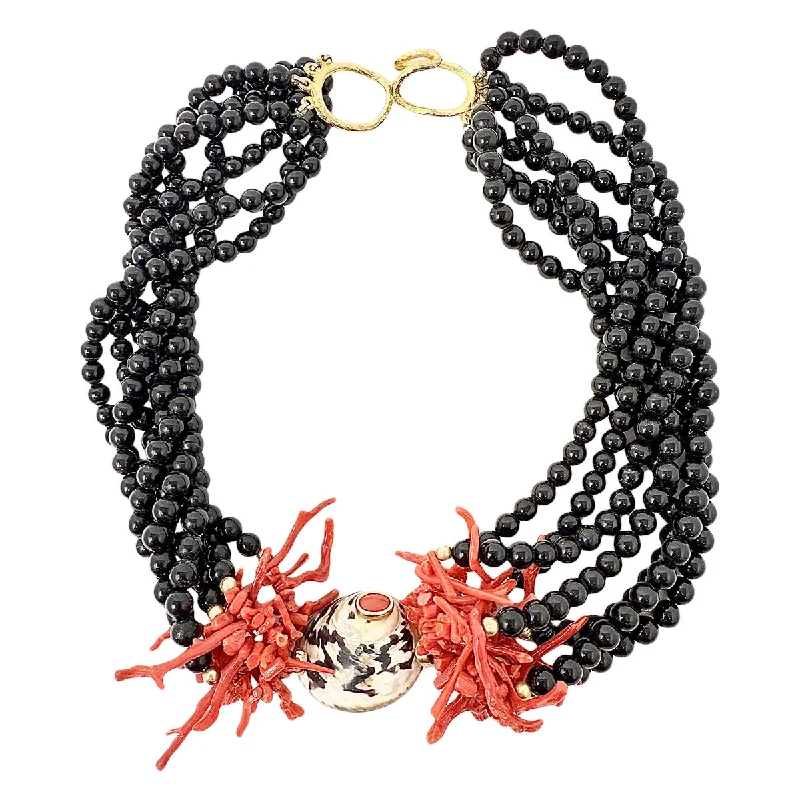 ladies-party-station-necklaces-Onyx and Coral Necklace