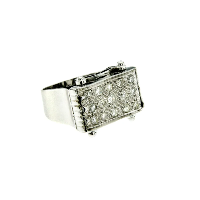 Ladies rings with glittering gems -Retro Diamond Gold Ring