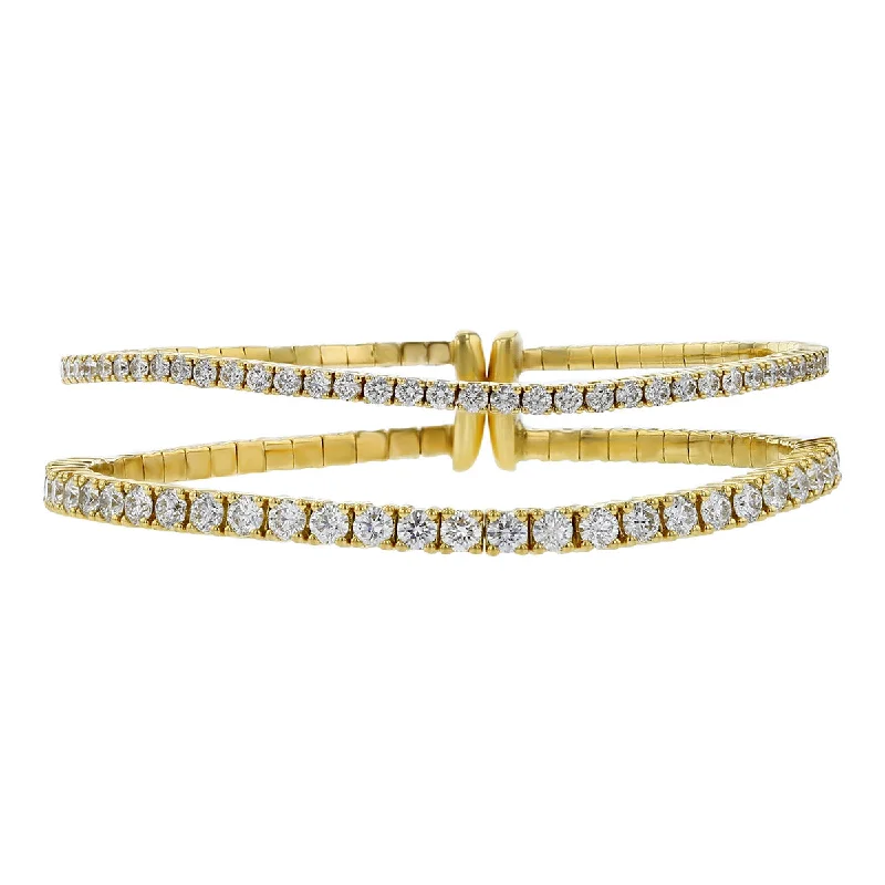 ladies-minimalist-charm-link-bracelets-Double Row Flexible Diamond Cuff Bracelet