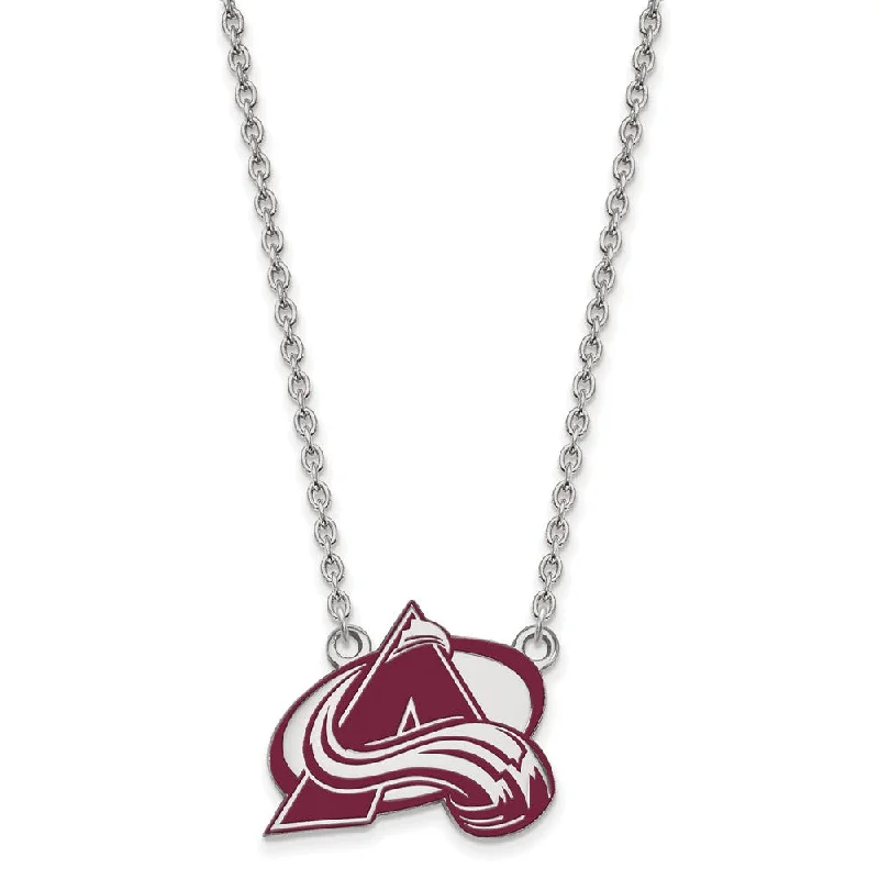 ladies-diamond-gold-necklaces-Sterling Silver NHL Avalanche LG Enamel Necklace, 18 Inch