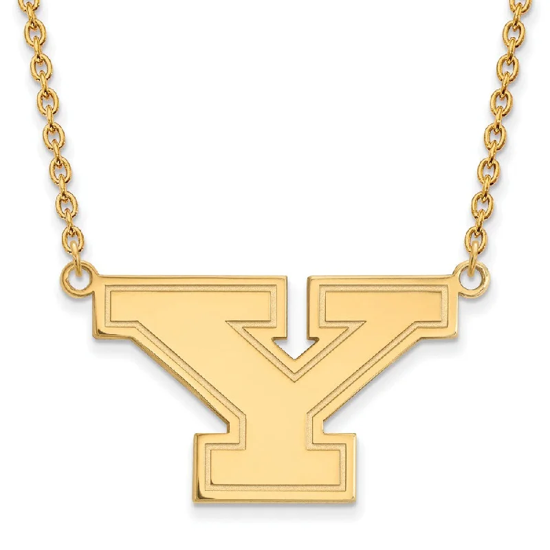 ladies-wedding-rolo-chain-necklaces-14k Gold Plated Silver Youngstown State LG Initial Y Necklace, 18 Inch