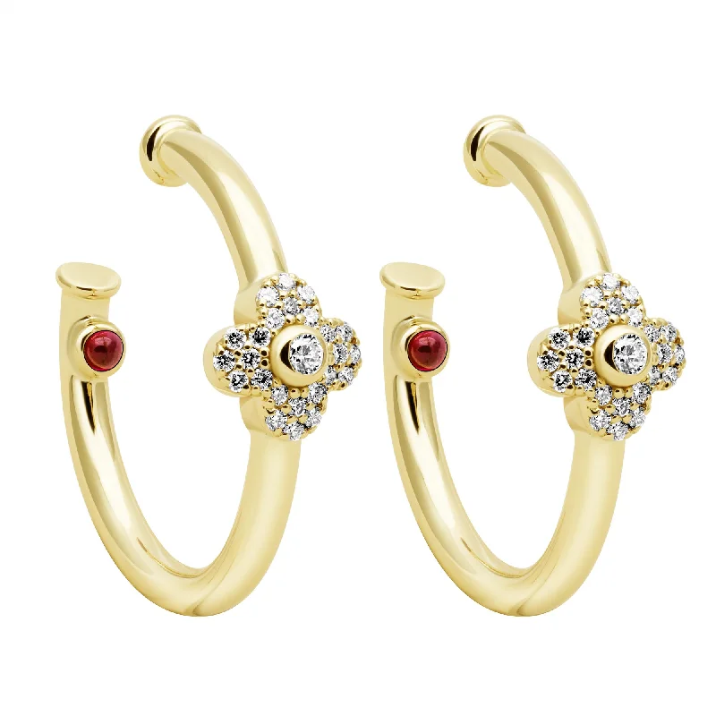 Ladies earrings plush elegance -Earrings - Diamond & Ruby (2408A)