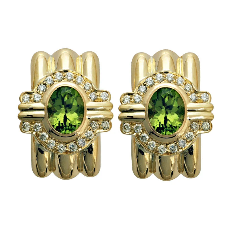 Ladies earrings for fair charm -Earrings - Peridot And Diamond