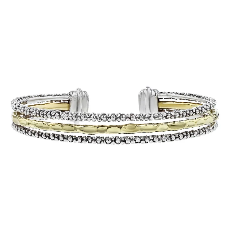 ladies-birthstone-rope-twist-bracelets-Michael Dawkins Sterling Silver and 18K Yellow Gold Cuff Bracelet