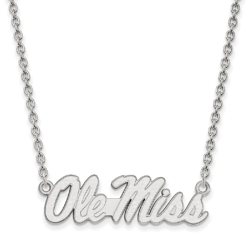 ladies-everyday-layered-necklaces-10k White Gold U of Mississippi Lg Ole Miss Pendant Necklace