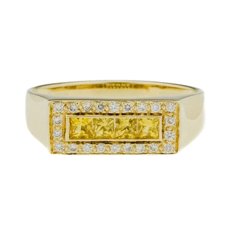 Ladies rings quirky shine -0.45ctw Yellow Sapphire and Diamond Accents Ring in 18K Yellow Gold - Size 8