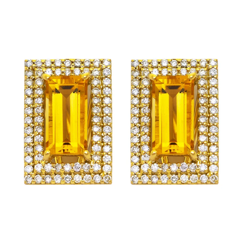 Ladies earrings with joy quotes -Earrings - Citrine and Diamond