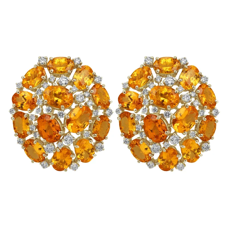 Ladies earrings for quest vibes -Earrings - Orange Garnet And Diamond (2383B)