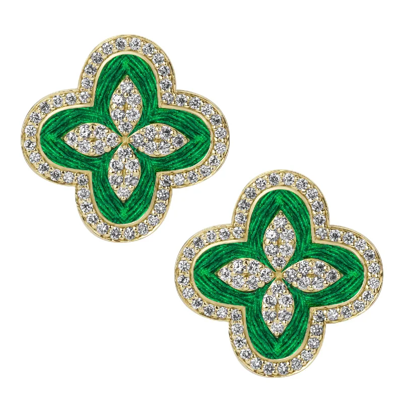 Ladies earrings with hop drops -Earrings - Diamond (enamel) (2392F)