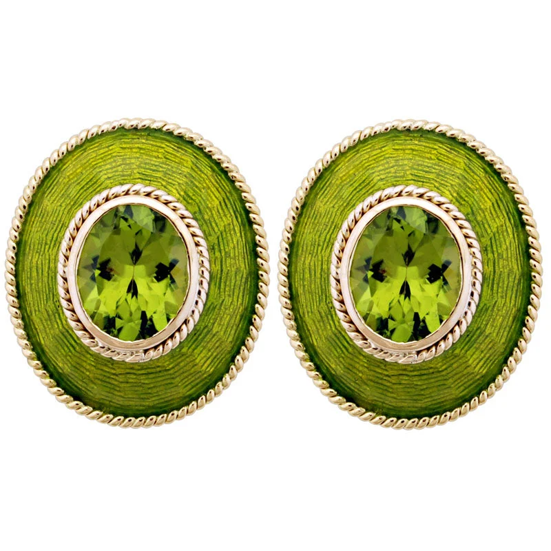 Ladies earrings for brush charm -Earrings- Peridot (Enamel)