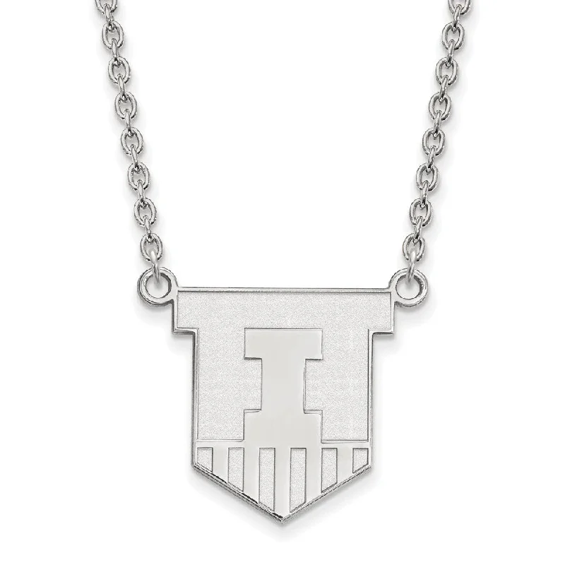 ladies-trendy-snake-chain-necklaces-10k White Gold U of Illinois Large Shield Pendant Necklace