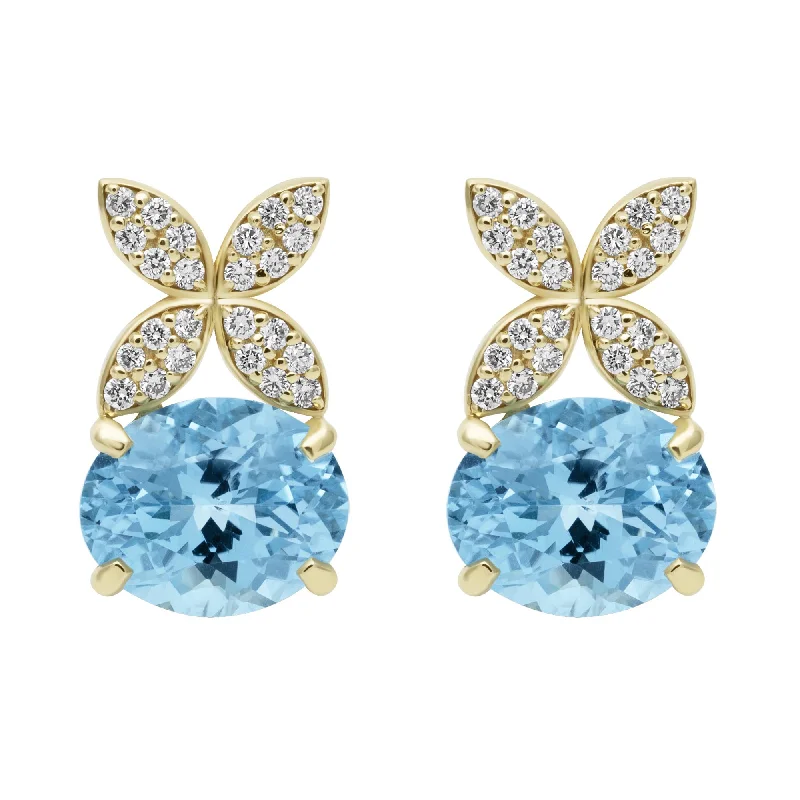 Ladies earrings skin-friendly alloys -Earrings - Blue Topaz And Diamond (2409E)