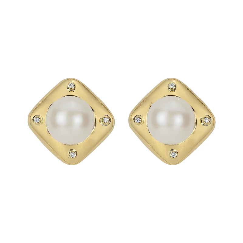 Ladies earrings for trend vibes -Earrings- South Sea Pearl And Diamond