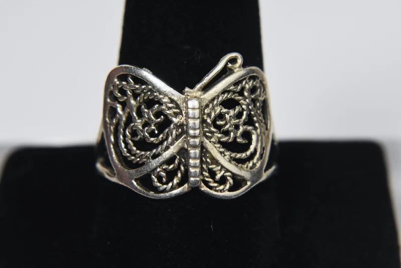 Ladies rings chic brilliance -Sterling Silver Filigree Butterfly Ring (DAMAGED) - Size 11