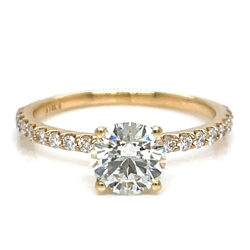 Ladies engagement rings unique vows -14K Yellow Gold Pave Natural Diamond Engagement Ring 1.25tw