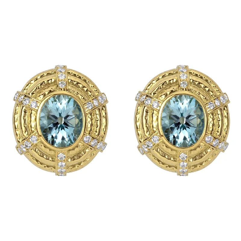 Ladies earrings for leader vibes -Earrings- Blue Topaz And Diamond