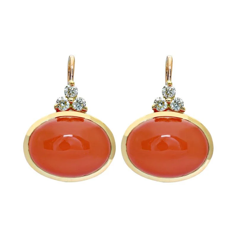 Ladies earrings for spring flair -Earrings- Cornelian and Diamond