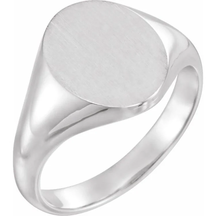 Ladies rings smooth elegance -Platinum Oval Signet Ring