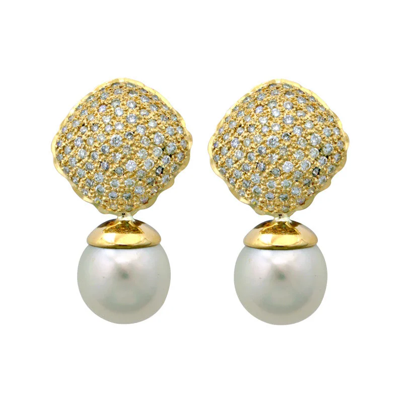 Ladies earrings for memorable moments -Earrings-Pearl and Diamond