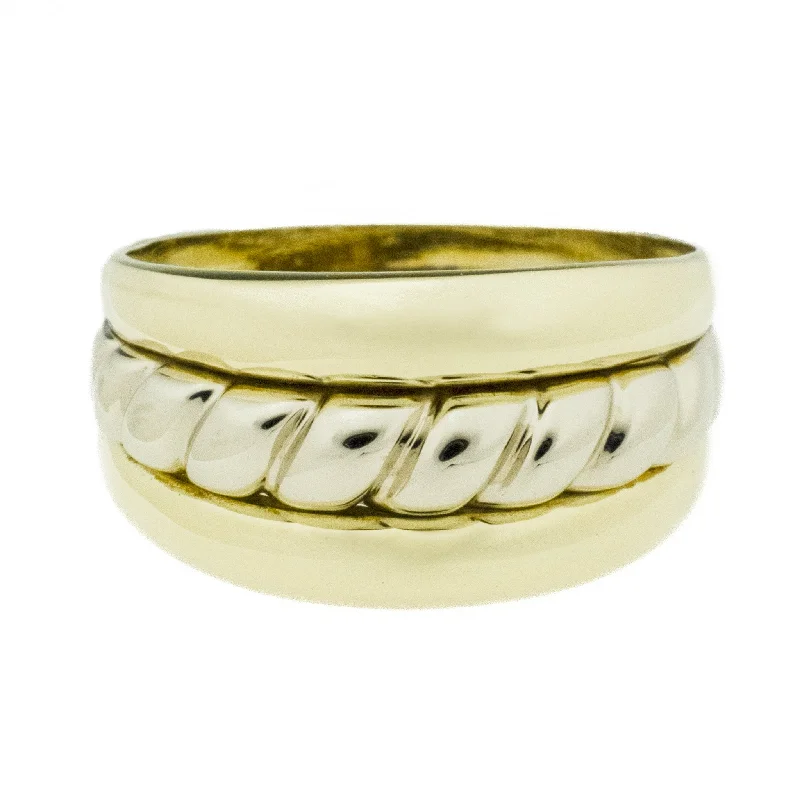 Ladies rings platinum glow -Gold Twist Ring in 14K Two Tone Gold - Size 8