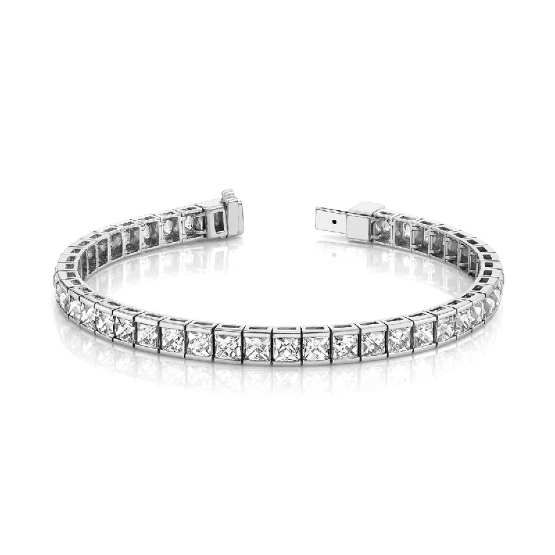 ladies-gift-cable-bracelets-18Kw Square French-cut Diamond Tennis Bracelet