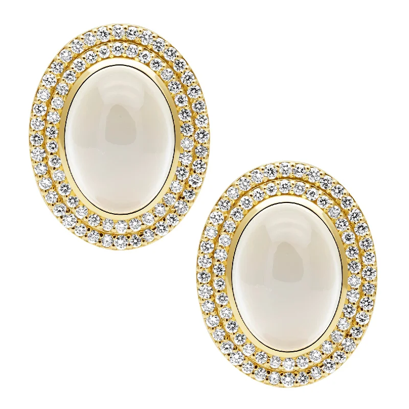 Ladies earrings for bold charm -Earrings - Moonstone And Diamond (2393F)