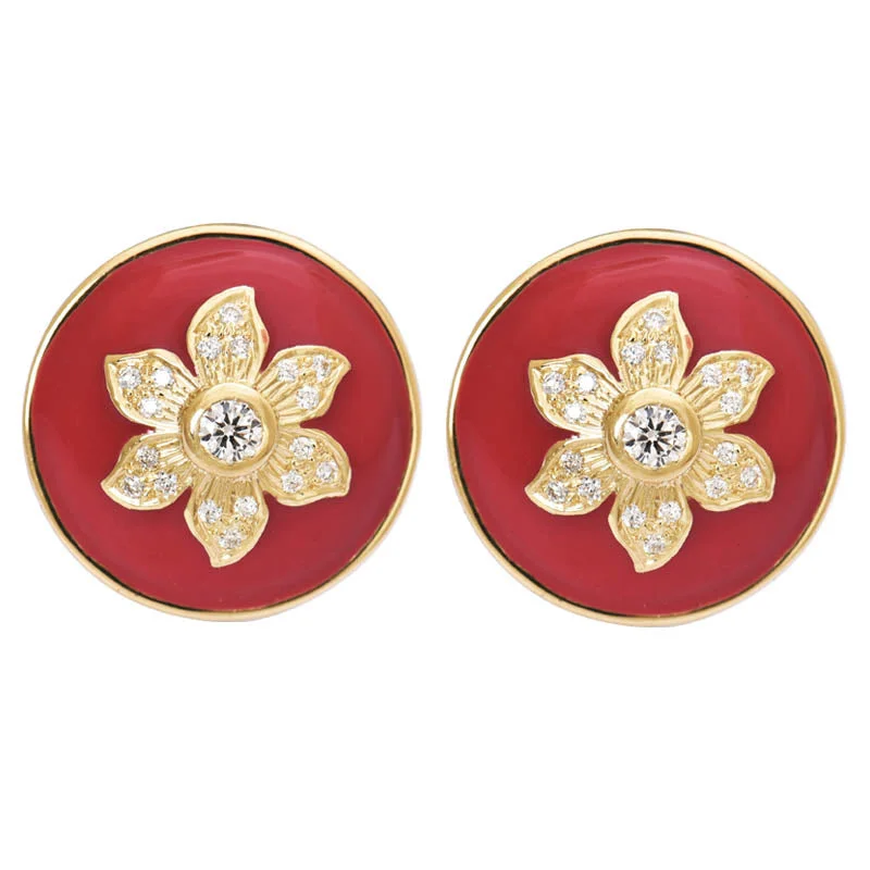 Ladies earrings glossy elegance -Earrings- Diamond (Enamel)