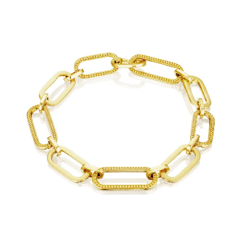 ladies-party-bangle-stack-bracelets-Gold Beaded Flat Link Bracelet