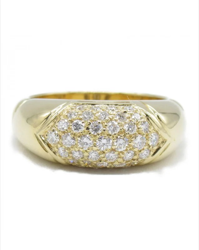 Ladies rings quirky elegance -Bulgari Tronchetto Diamond Gold Band Ring