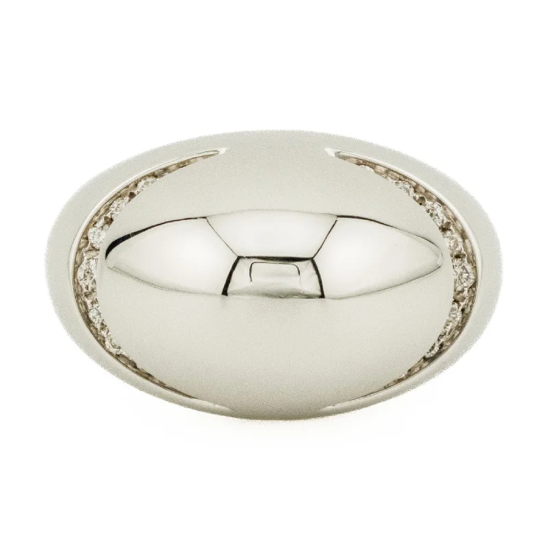 Ladies rings for vocal vibes -BVLGARI 0.40ctw Round Brilliant Diamond Accented Dome Ring in 18K White Gold - Size 6.75