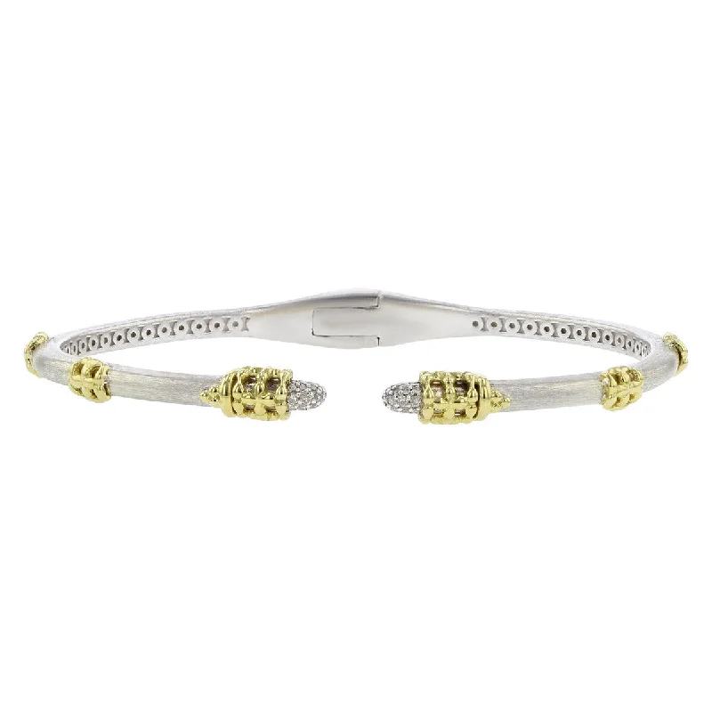 ladies-sterling-silver-beaded-wrap-bracelets-Jude Frances Bangle Bracelet with Diamond Tips