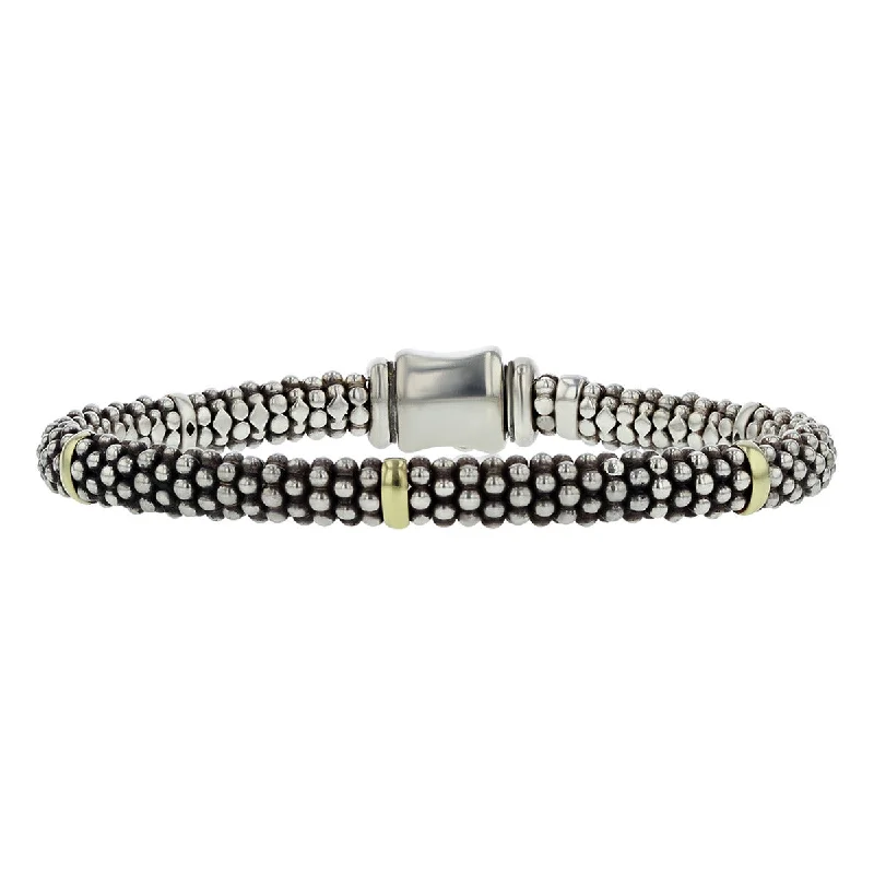 ladies-party-bangle-stack-bracelets-Lagos Sterling Silver and 18K Caviar Bracelet