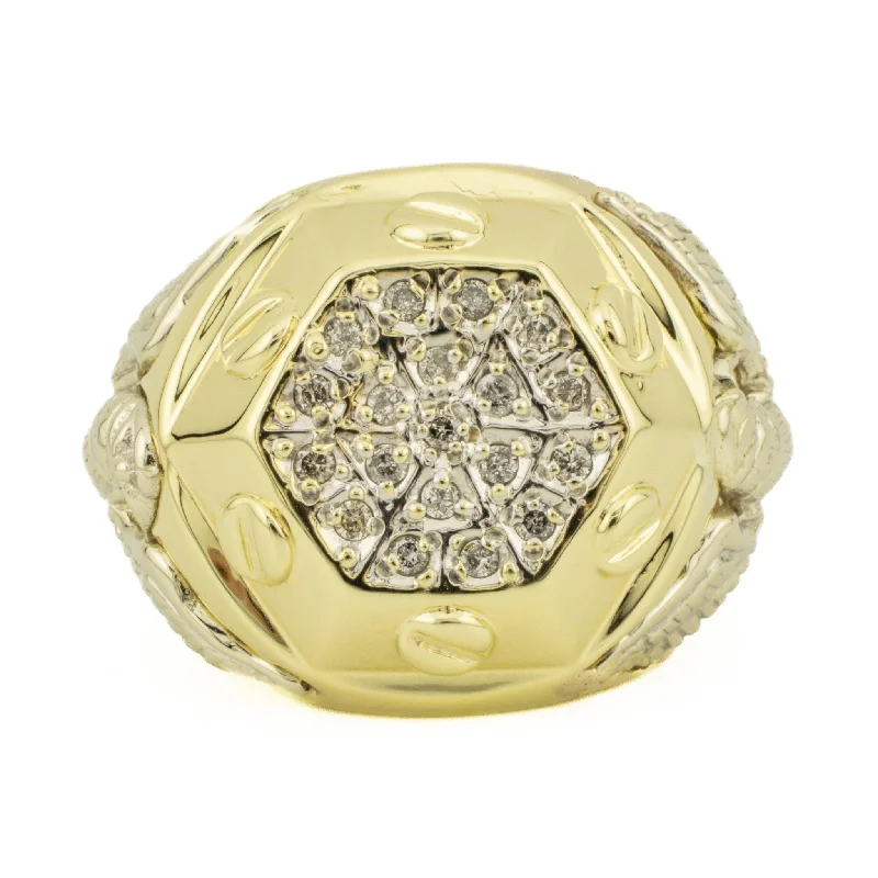 Ladies rings for reader charm -0.38ctw Diamond Accented Gent's Ring in 14K Two Tone Gold -Size 14