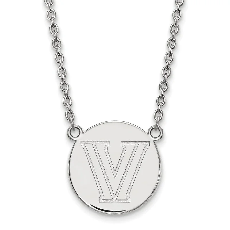 ladies-pearl-diamond-necklaces-Sterling Silver Villanova U Large Disc Necklace