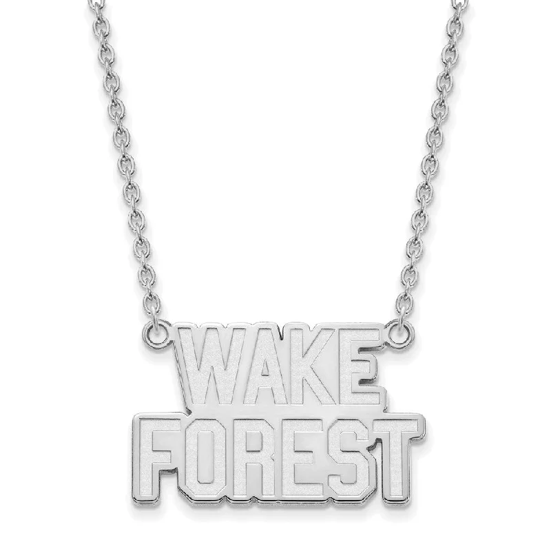 ladies-bridal-rolo-chain-necklaces-14k White Gold Wake Forest U Large Pendant Necklace