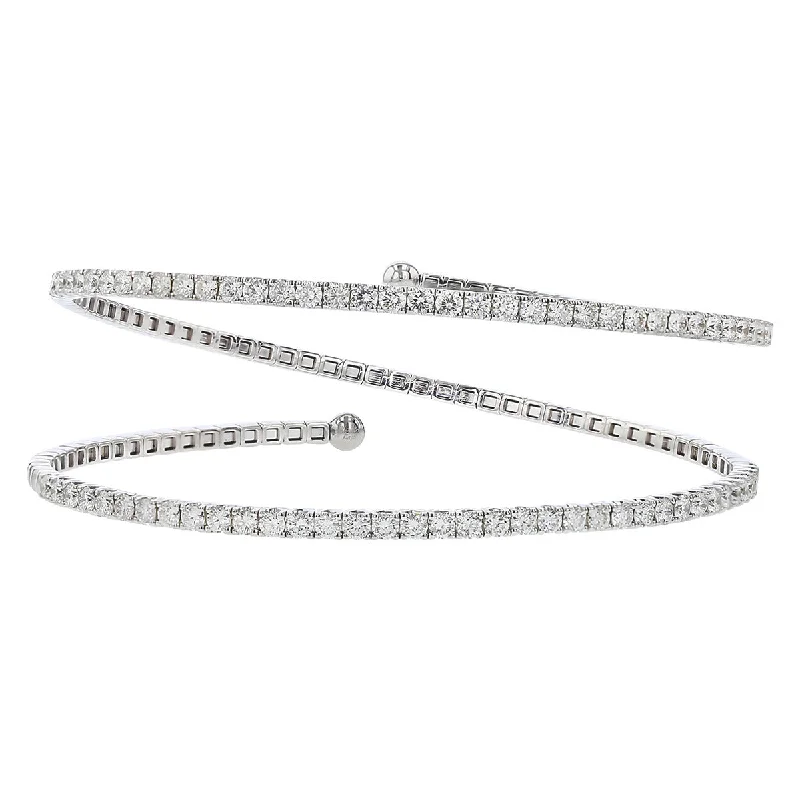 ladies-bridal-woven-cord-bracelets-Open Flex Double Wrap Diamond Bangle Bracelet