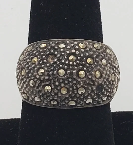 Ladies rings for online vibes -Vintage Sterling Silver Marcasite Ring - Size 7.5