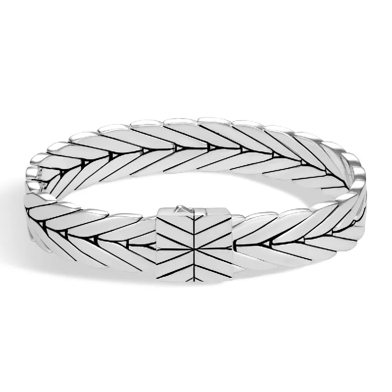 ladies-modern-woven-cord-bracelets-Modern Chain Silver Medium Bracelet