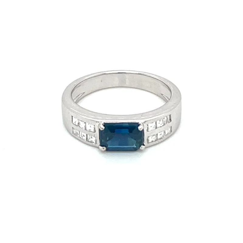 Ladies rings with pine designs -Estate Sapphire Diamond Gold Band Ring