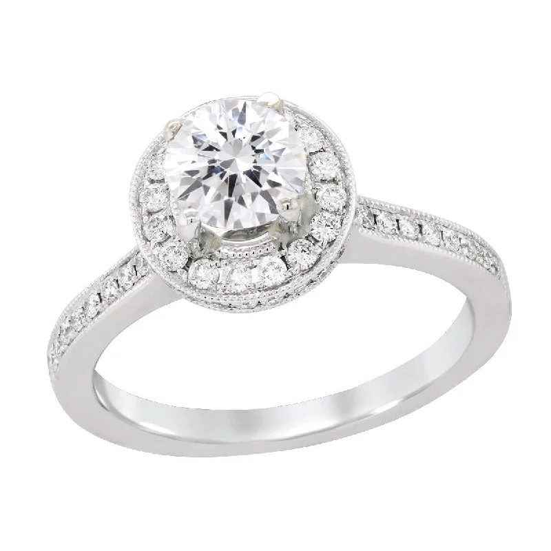 Ladies engagement rings for yoga love -WHITE GOLD ENGAGEMENT RING SETTING WITH DIAMOND HALO, .41 CT TW