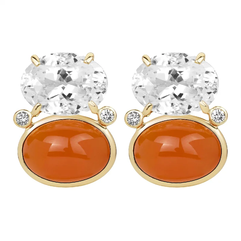 Ladies earrings for wellness charm -Earrings - Crystal, Cornellian And Diamond (2386F)