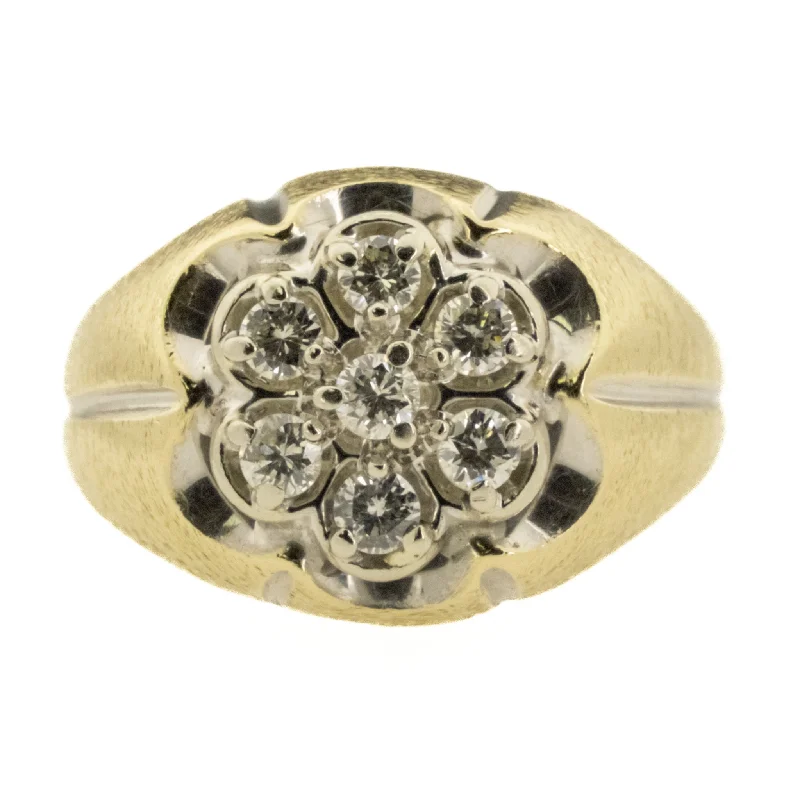 Ladies rings for game nights -0.28ctw Diamond Cluster Lady's Ring in Two Tone 14K Gold - Size 5