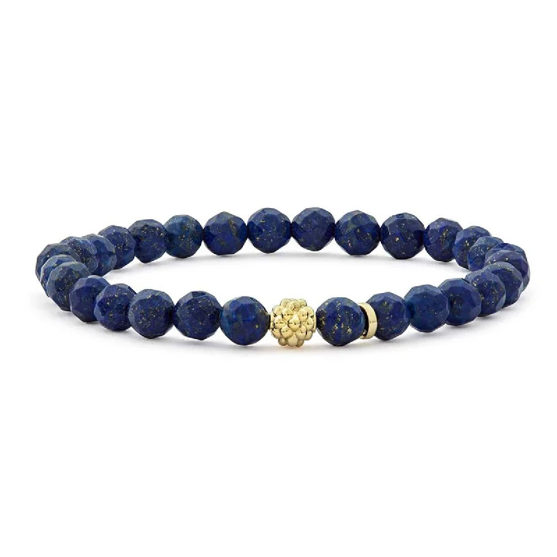 ladies-gold-crystal-bracelets-Lapis Bead Bracelet