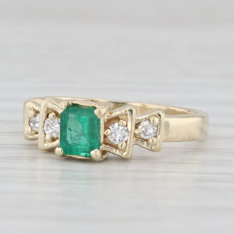 Ladies engagement rings for musician love -0.60ctw Emerald Diamond Ring 14k Yellow Gold Size 7.5 Engagement