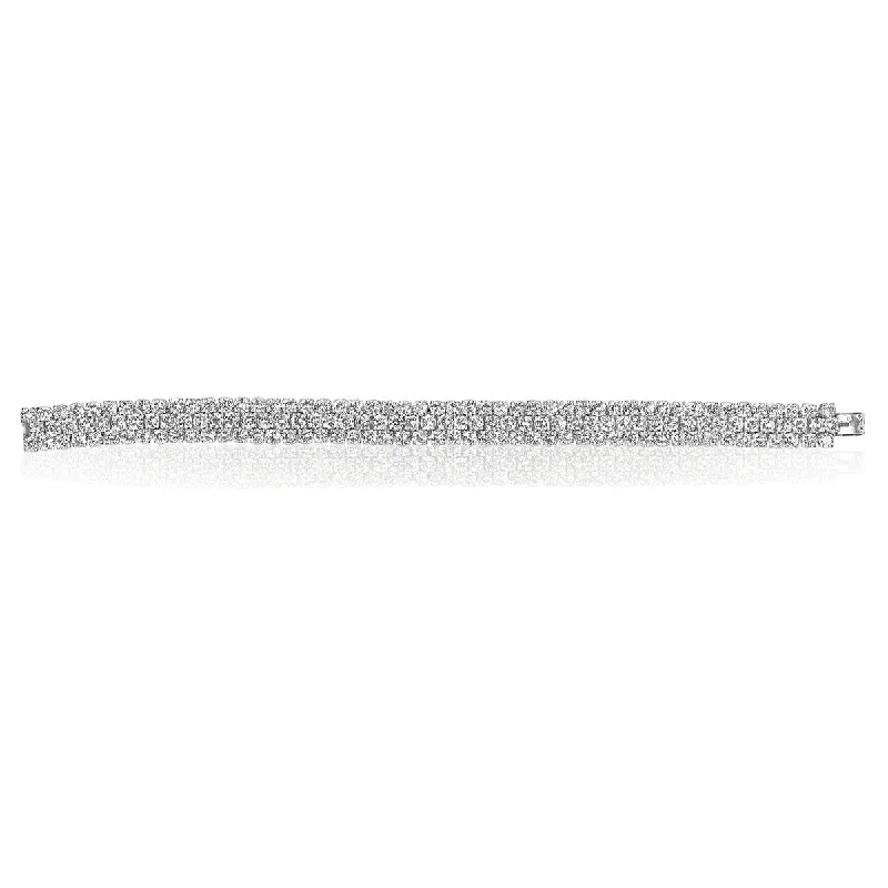 ladies-crystal-gold-bracelets-Platinum 3 Row Diamond Bracelet