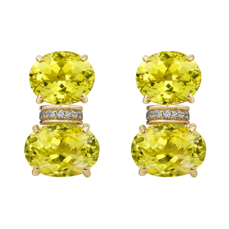 Ladies earrings retro elegance -Earrings - Lemon Quartz And Diamond (2383A)